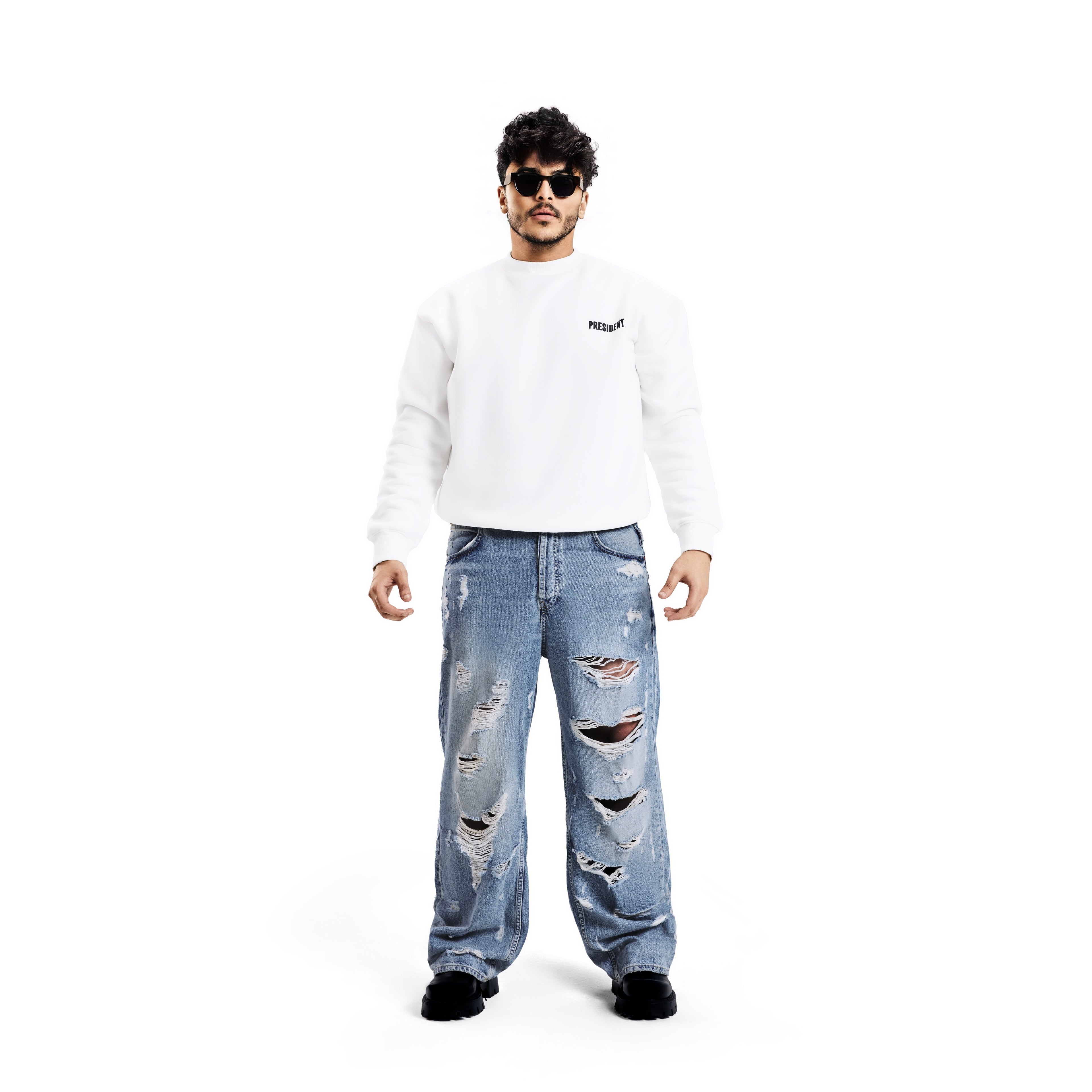 WHITE CREWNECK x BNF PRINTS